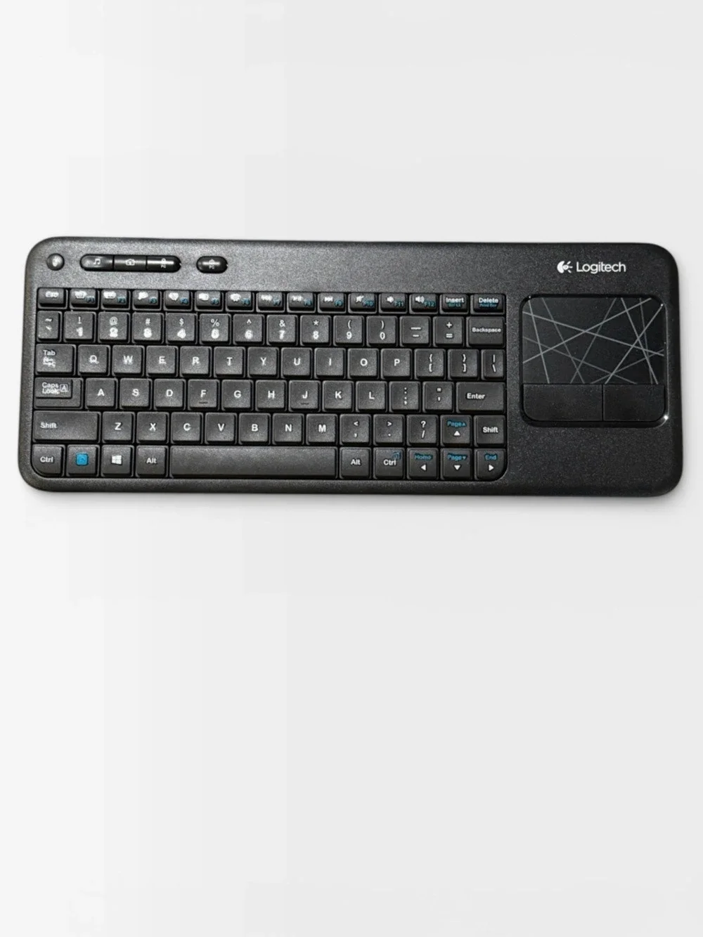 Logitech Black Wireless Keyboard Patterned Touchpad K400r